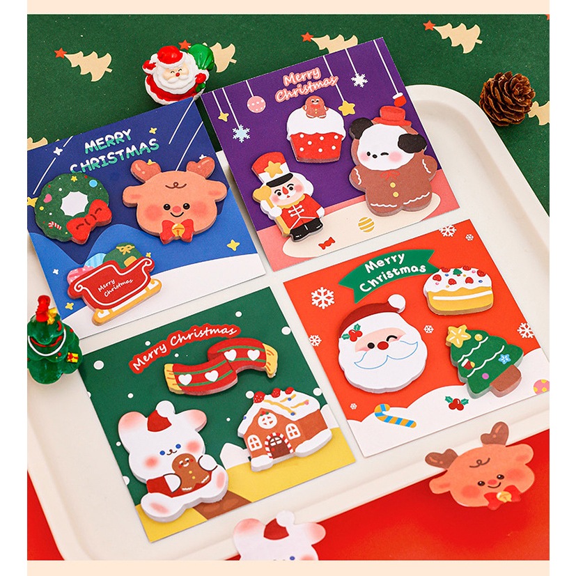 Giấy note mini cute, giấy ghi chú 3 chi tiết 60 tờ họa tiết noel
