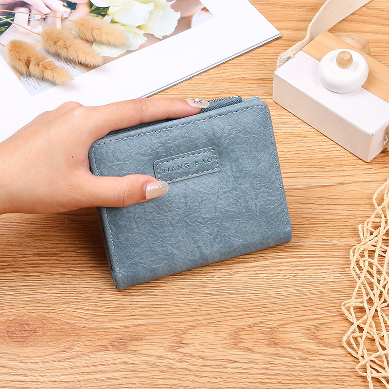 Ví gập đôi vân da mềm mịn giá sinh viên nhỏ gọn bỏ túi