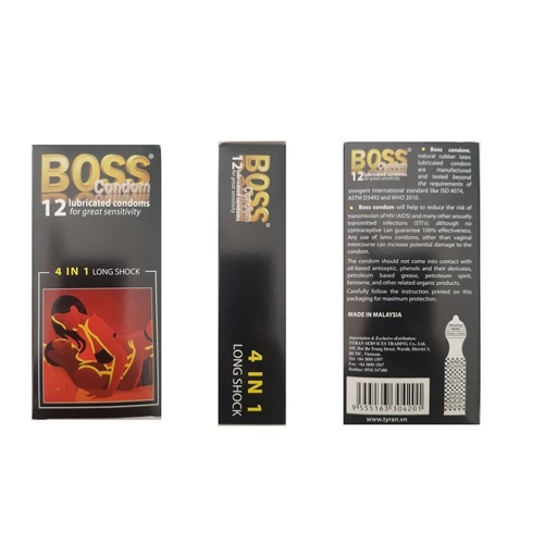 Bao Cao Su BOSS 4 in 1 Gân, Gai - Kéo Dài Thời Gian