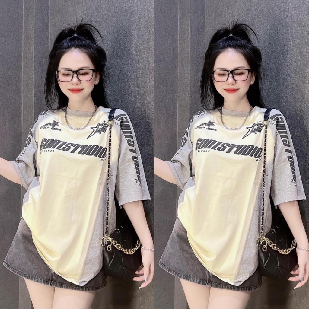 Áo thun cotton 3158 - GZ phối sườn , in Chữ Trên Vai  , Form 40-70kg