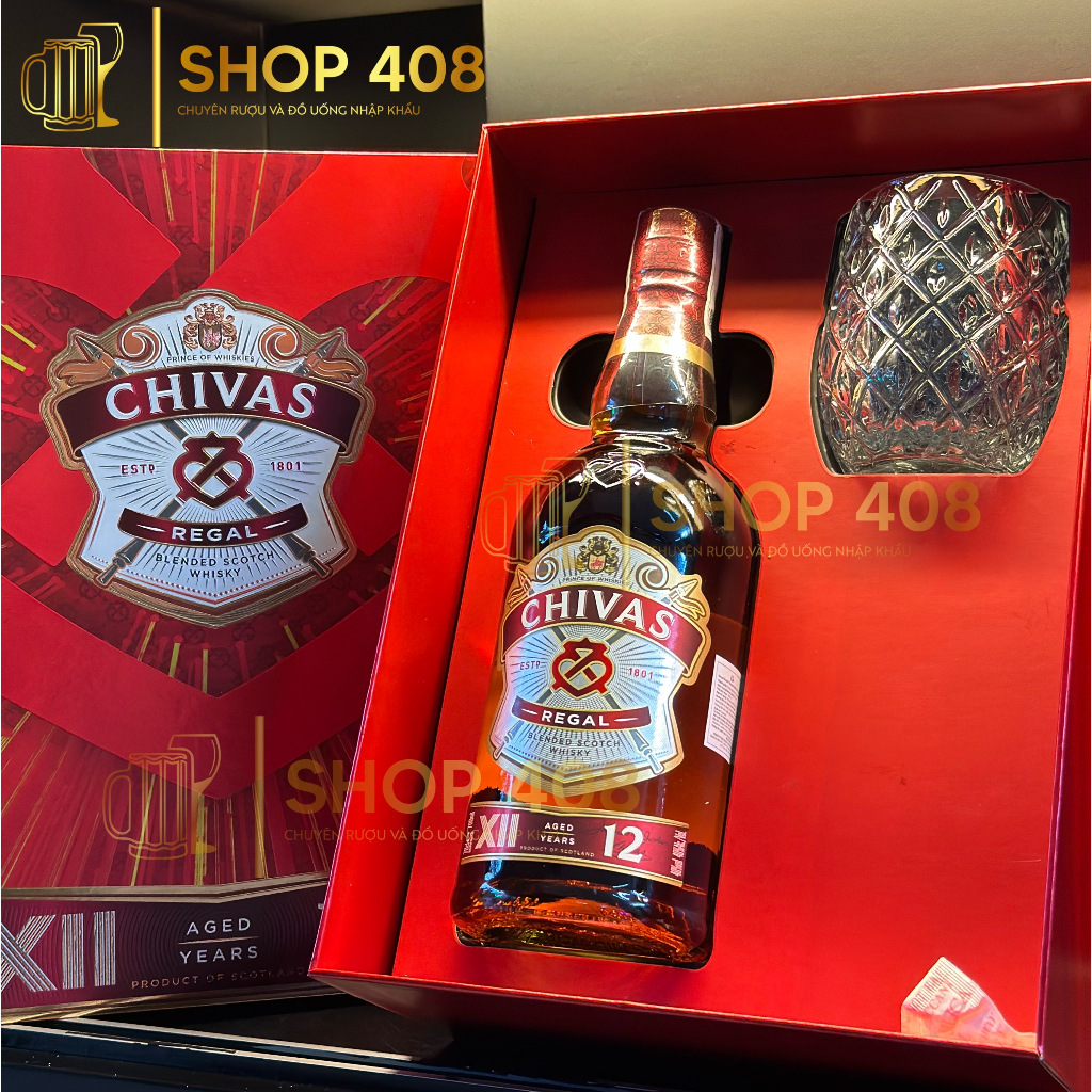 [HỘP QUÀ TẾT 2024 - HÀNG CÔNG TY] RƯỢU CHIVAS 12 NĂM TẶNG KÈM LY THUỶ TINH