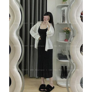 Set váy 2 dây body viền kèm áo khoác sơmi ( hình chính chủ HƯƠNG TUYẾT ANH BOUTIQUE )