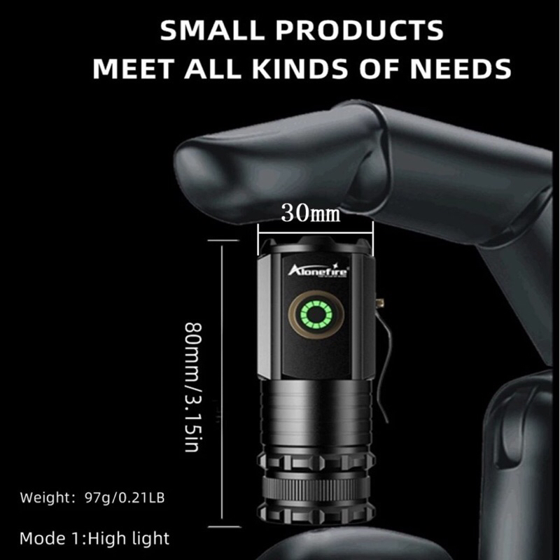 Đèn pin cầm tay mini siêu nhỏ siêu sáng tỏa X-BALOG 350X vỏ nhôm chống nước IPX7 độ sáng tối đa 2000 lumen Đèn cầm tay