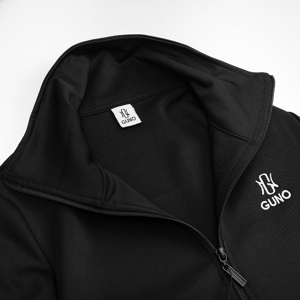 23DBNA02 Bộ đồ nỉ umi nam GUNO cổ bẻ tay 3 sọc ngắn, set thể thao thu đông thời trang hàng thethao.vnxk