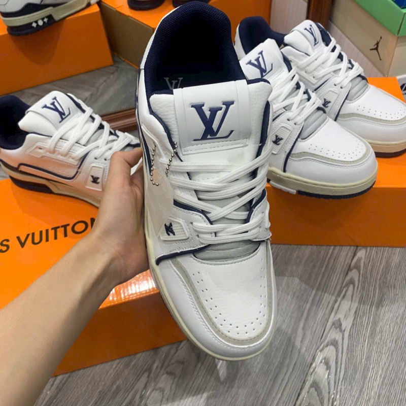 GIÀY THỂ THAO SNEAKER LV #54 TRẮNG XANH THAN ĐẾ NÂU MỚI LV #54 bản cao cấp, giày lv #54  kem xám