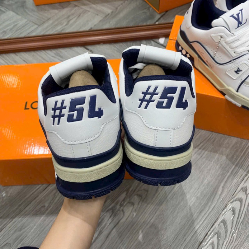 GIÀY THỂ THAO SNEAKER LV #54 TRẮNG XANH THAN ĐẾ NÂU MỚI LV #54 bản cao cấp, giày lv #54  kem xám