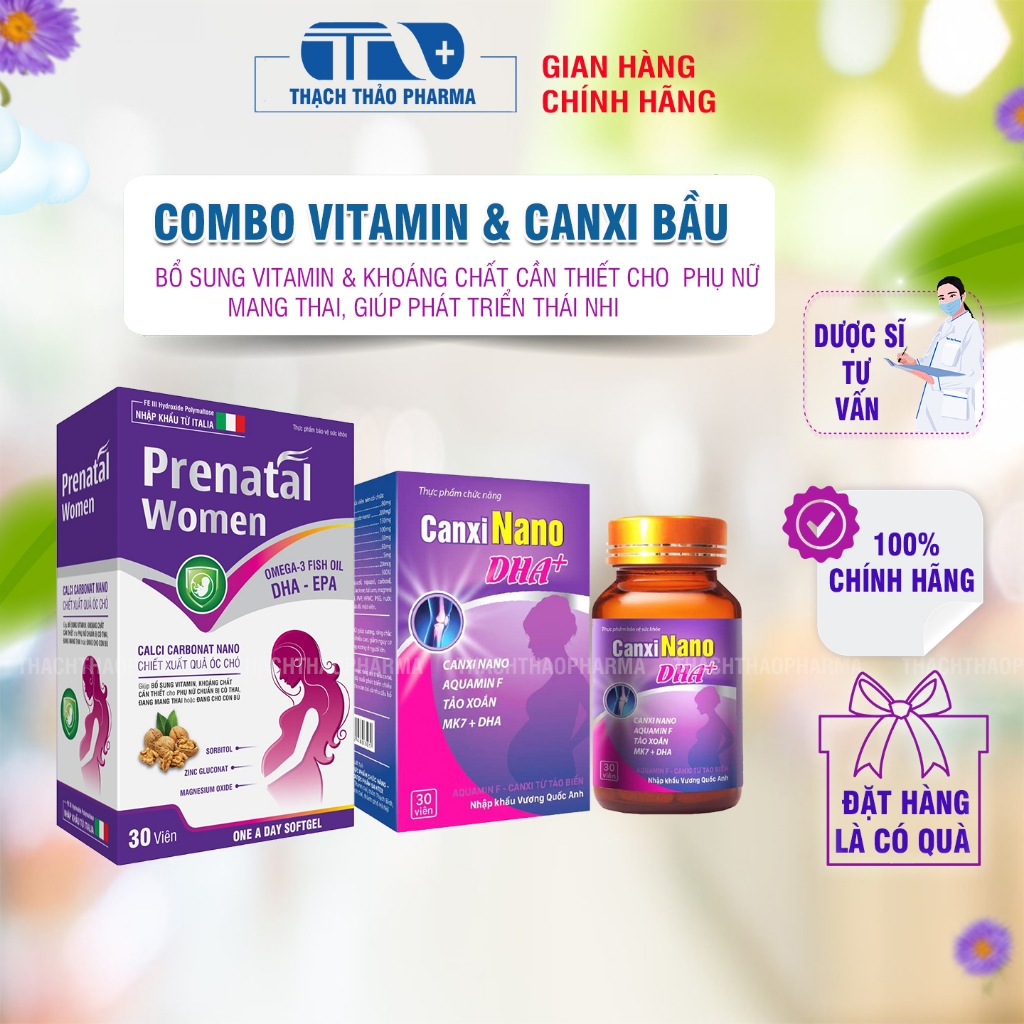 COMBO VITAMIN TỔNG HỢP PRENATAL WOMEN + CANXI DÀNH CHO PHỤ NỮ MANG THAI