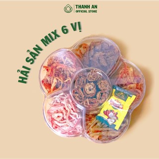Khô Hải Sản Mix Sáu Vị Thơm Ngon Đóng Hộp Siêu Xinh Tặng Kèm Nước Chấm - Ăn Vặt Thanh An