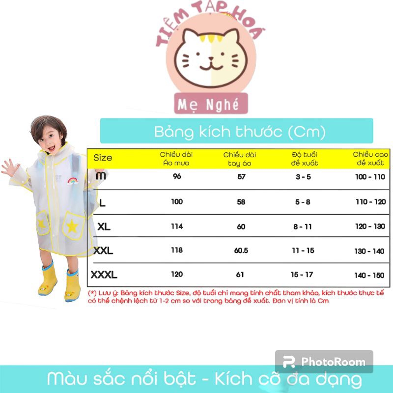 Áo Mưa Vui Vẻ  - Áo mưa trẻ em cao cấp, chất liệu EVA cho bé