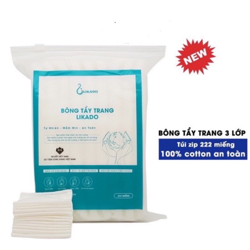 Bông tẩy trang 222 miếng Likado