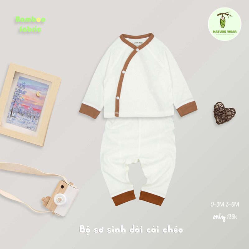 Nature wear-Bộ sơ sinh dài cài chéo cho bé trai bé gái