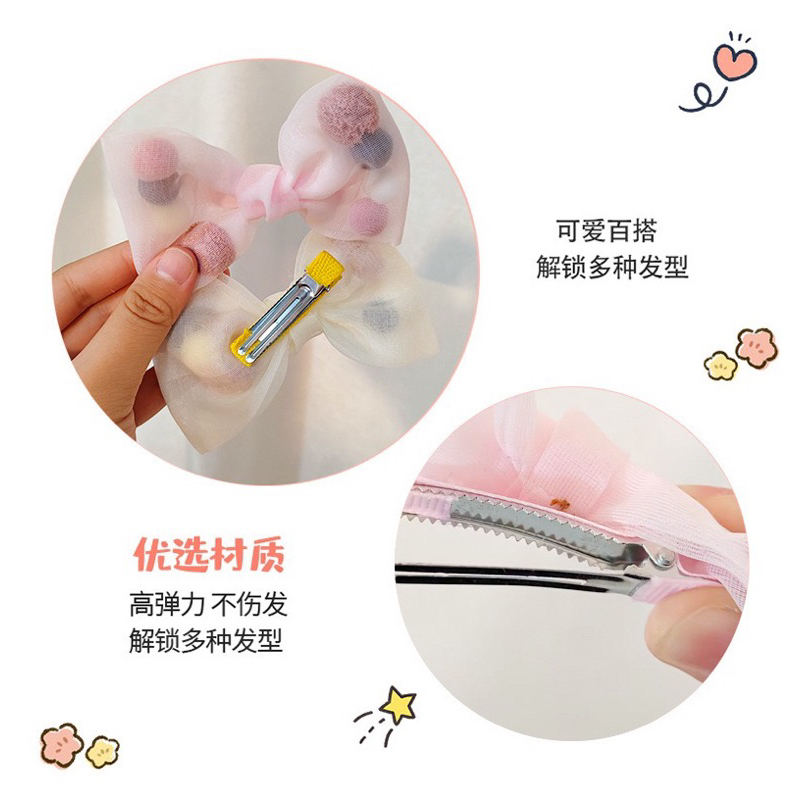 Kẹp và cột tóc vải voan đính nơ phiên bản Hàn Quốc cho bé