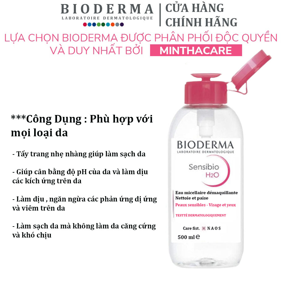 Nước tẩy trang bioderma dành cho da dầu và da nhạy cảm dung tích 500ml