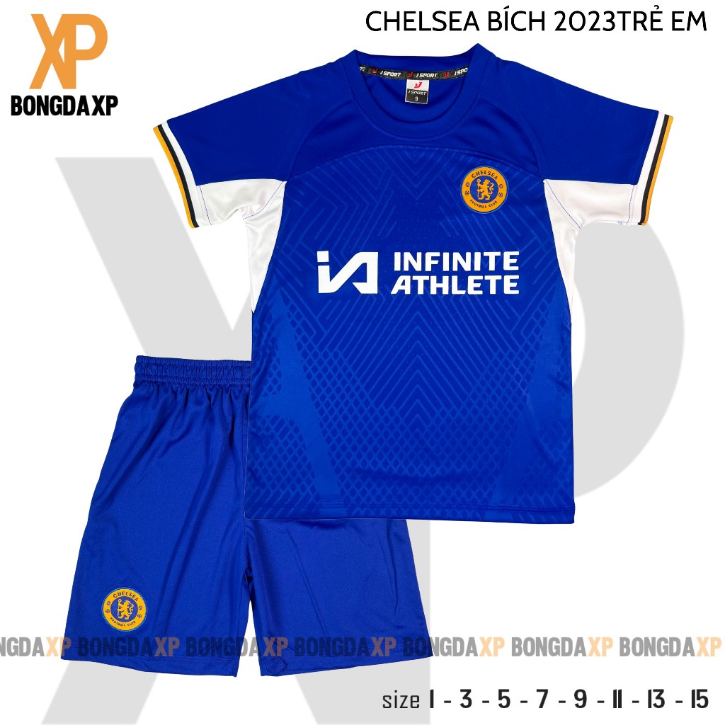 Quần áo bóng đá trẻ em, đồ đá banh trẻ em Chelsea 2023 bích Vải thun lạnh Cao cấp