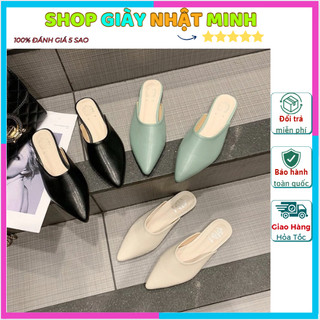 Dép sục nữ đế bệt chất da mềm gót 2 phân