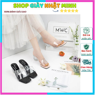FREE SHIP + ảnh thật Guốc nữ cao gót quai trong suốt đế 5cm hàng full box