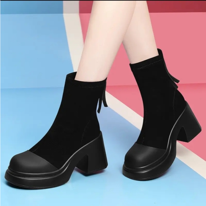 Giày Bốt Cổ Lửng Da Lộn Khóa Sau HOTTREND 2023 !