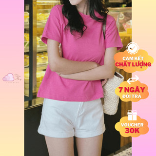 Áo baby tee trơn basic x tieumay, áo thun nữ trơn basic 100% cotton dày dặn tmbt02