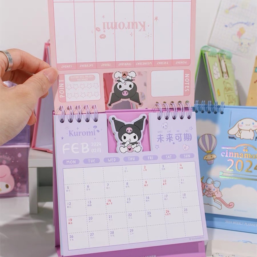 Lịch Để Bàn 2024 Nhân Vật Hoạt Hình Đáng Yêu Kuromi Melody Cinnamoroll