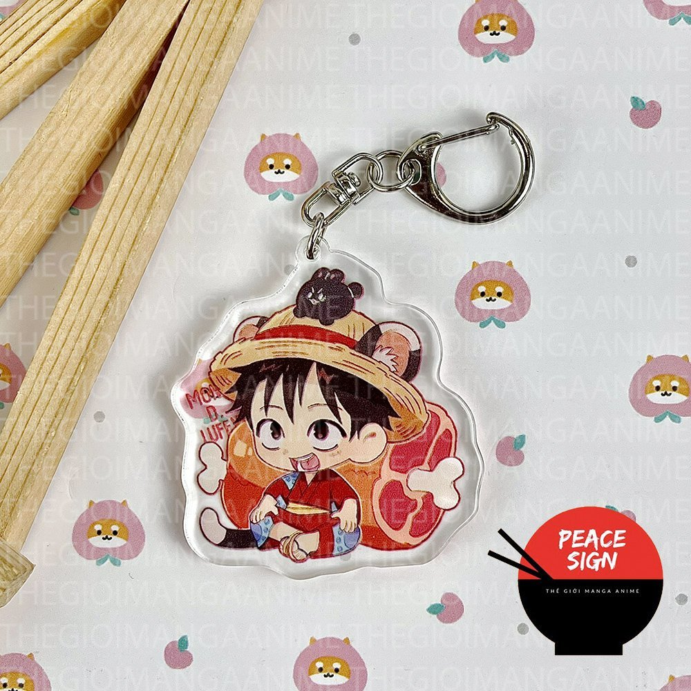Móc khóa ONE PIECE ĐẢO HẢI TẶC ver TAI THÚ ĐỒ ĂN in hình anime chibi mica trong acrylic dễ thương zoro sanji luffy law
