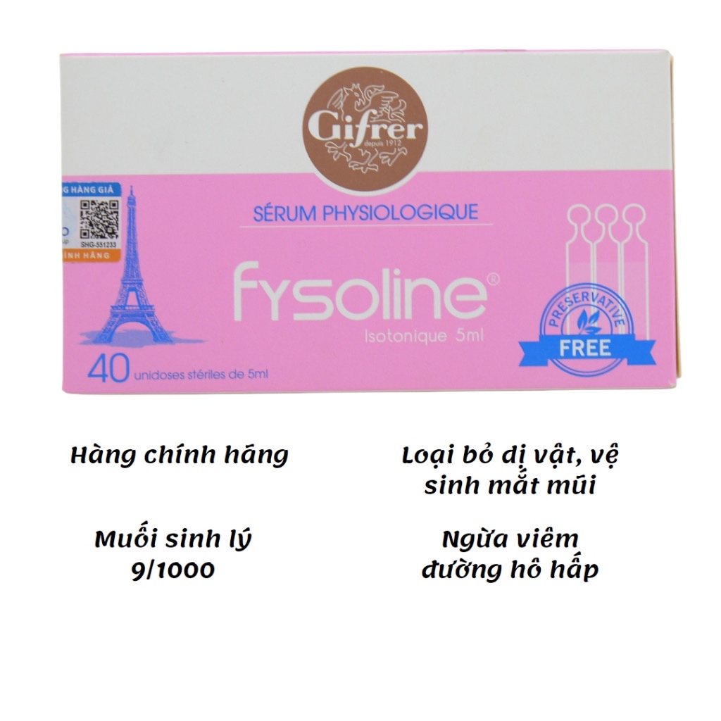 Nước Muối Sinh Lý Pháp Fysoline Gifrer cho Bé - giảm sổ mũi, nghẹt mũi