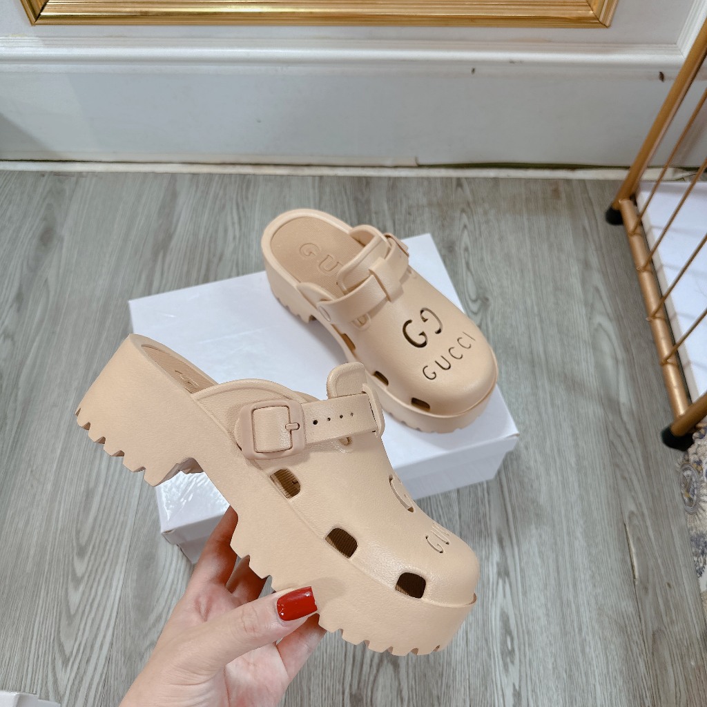 Dép sục GC đế 5cm mũi tròn siêu nhẹ chuẩn qc