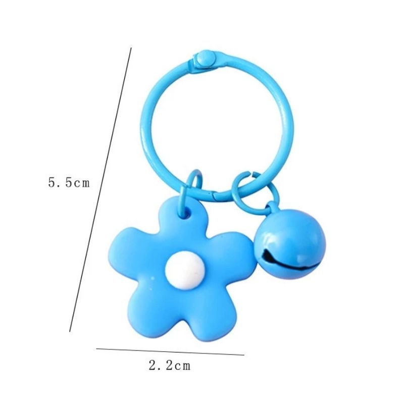 Móc khóa trang trí hình bông hoa đính chuông xinh xắn
