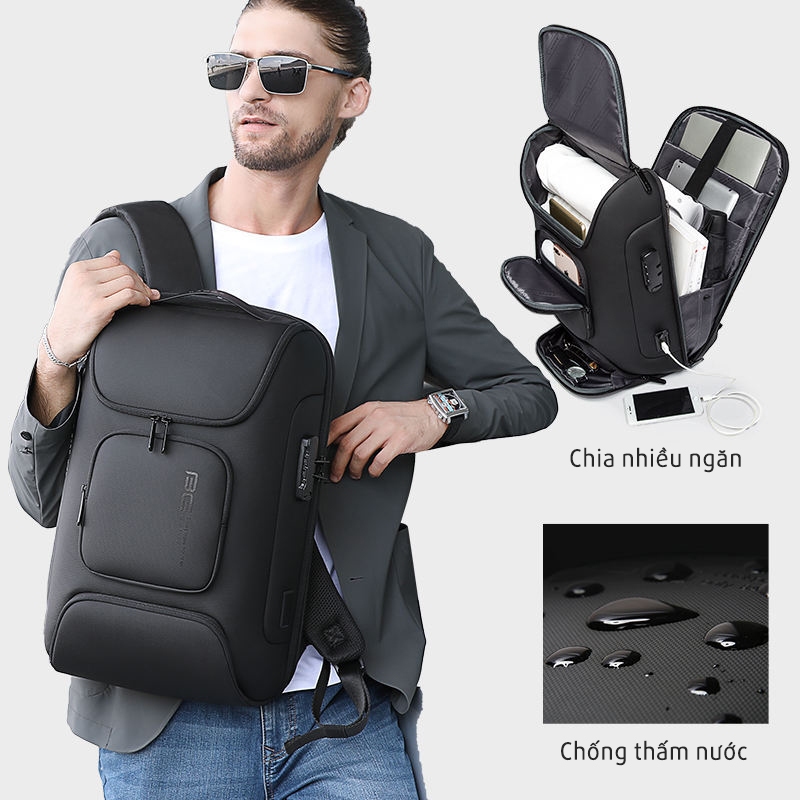 Balo laptop công sở, chống trộm khóa số – 15.6 inch – BANGE LOCKPACK V2 - ZÓNG®