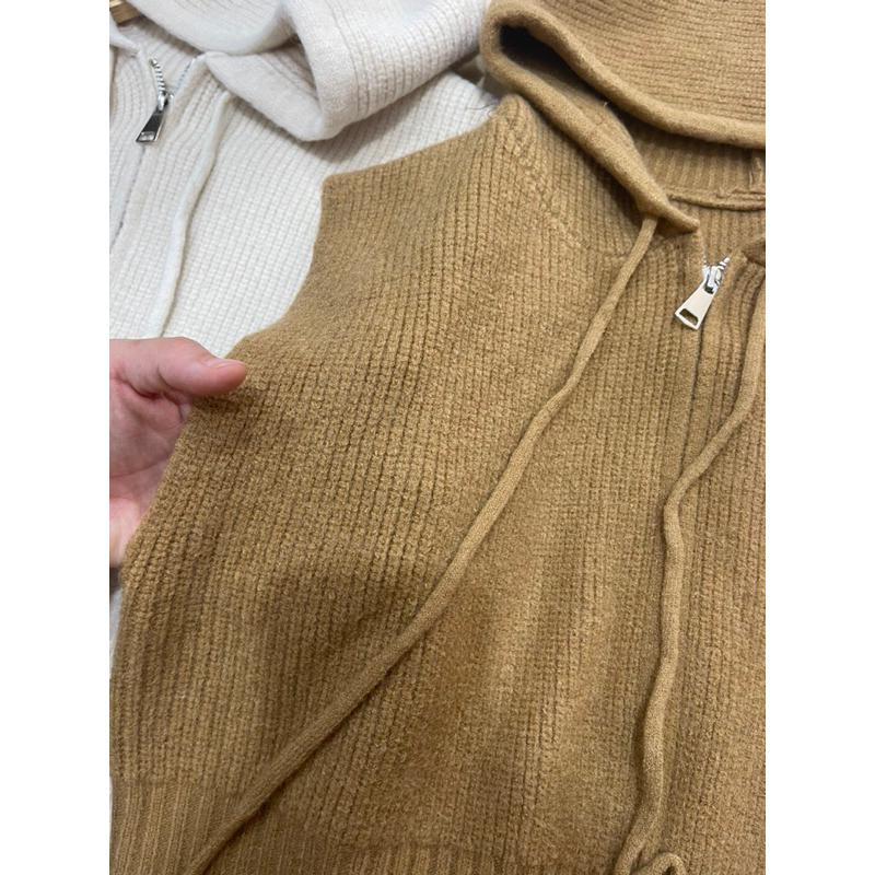 Áo Gile Len mũ kéo khoá cho nữ, hàng loại 1 Quảng Châu chất len dầy mịn + kèm video và ảnh cận chất