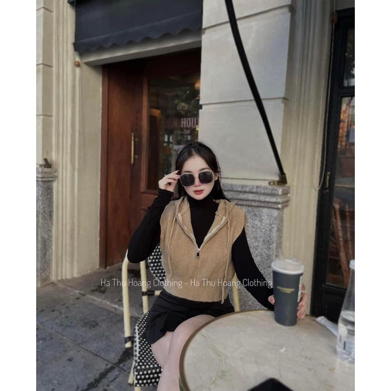 Áo Gile Len mũ kéo khoá cho nữ, hàng loại 1 Quảng Châu chất len dầy mịn + kèm video và ảnh cận chất