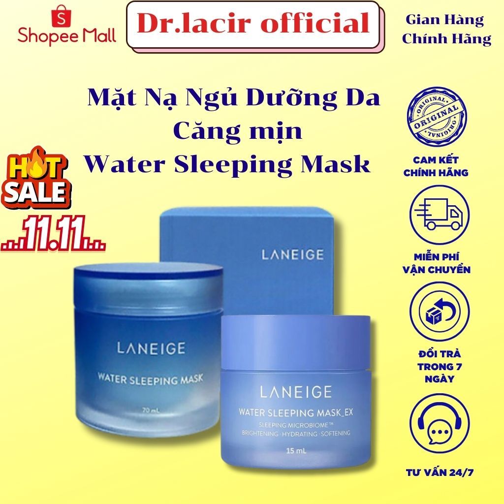 [15mlvà 70ml  Mặt Nạ Ngủ Laneige dưỡng ẩm chuyên sâu, tập trung độ ẩm cao giúp da trở nên tươi sáng