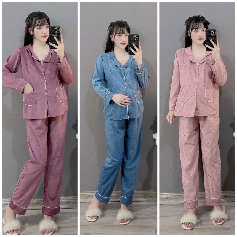 Bộ Nhung Tăm Bầu Và Sau Sinh Mặc Nhà, Đồ bầu pyjama