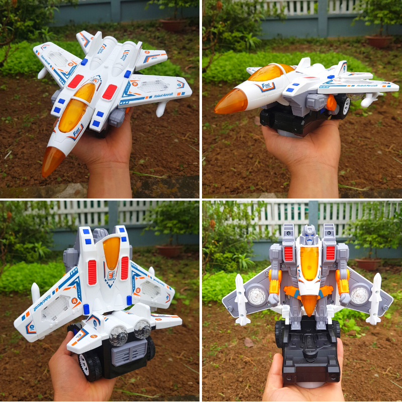 Đồ chơi máy bay chiến đấu biến hình robot chạy pin  có nhạc và đèn led đẹp mắt dành cho bé >1T - MiniKids