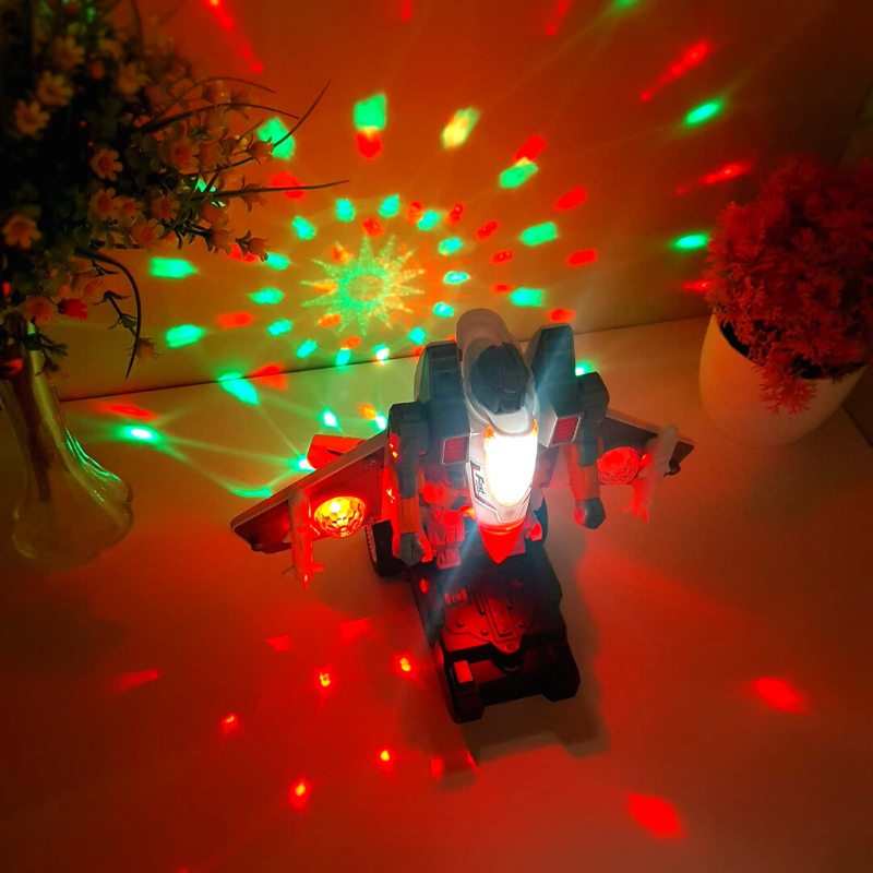 Đồ chơi máy bay chiến đấu biến hình robot chạy pin  có nhạc và đèn led đẹp mắt dành cho bé >1T - MiniKids