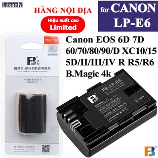 Pin máy ảnh fb lp-e6nh lp-e6 canon eos r r5 r6 5d2 5d3 5d4 6d 6d2 7d 60d 70d 80d 90d xc10 xc15 black magic 4k 6k lpe6 e6