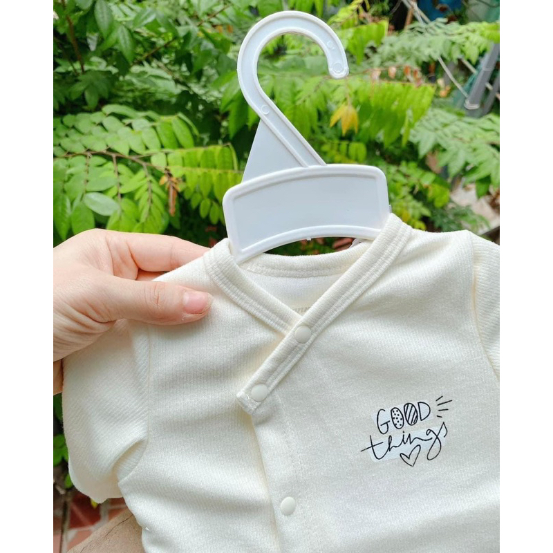 Bộ sơ sinh dài tay cài lệch Anminaza chất nỉ cho bé trai, bé gái