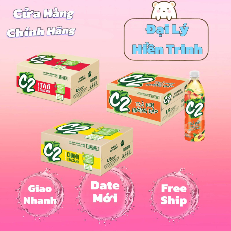 Trà Xanh C2 Hương Chanh/ Táo/ Đào Giải Khát Chai Nhỏ 230ml