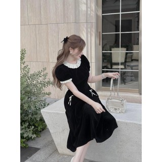 Đầm Nhung Bigsize Cổ Bèo Tây Con