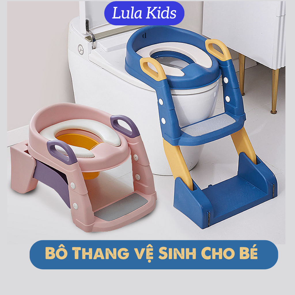 Thang bô vệ sinh cho bé, bệ ngồi thu nhỏ bồn cầu có đệm lót Cao Cấp Lula Kids, Có thể gấp gọn tiện lợi