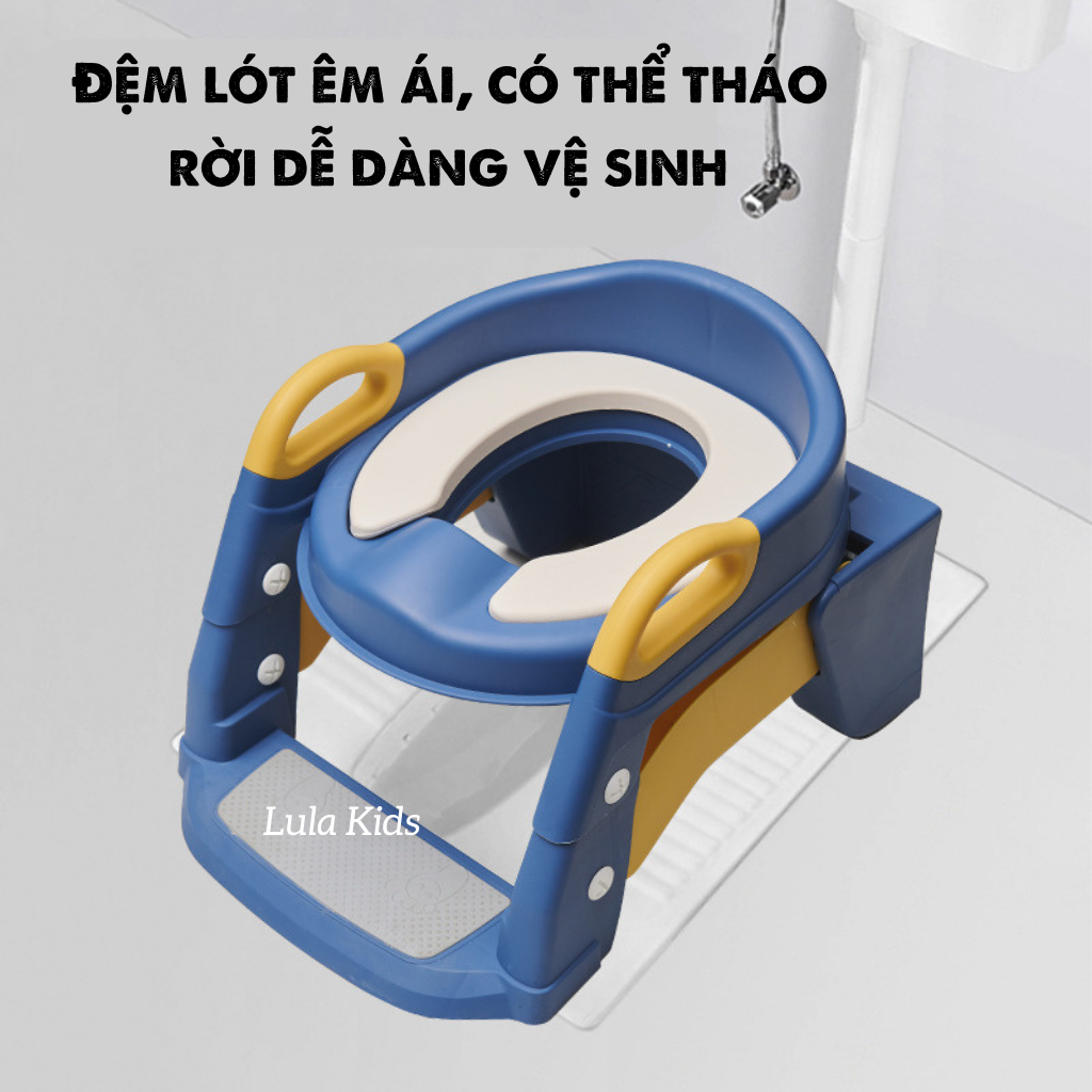 Thang bô vệ sinh cho bé, bệ ngồi thu nhỏ bồn cầu có đệm lót Cao Cấp Lula Kids, Có thể gấp gọn tiện lợi