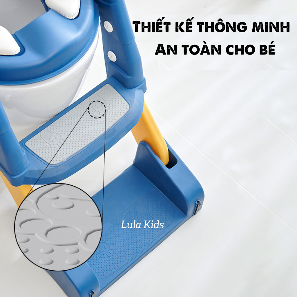 Thang bô vệ sinh cho bé, bệ ngồi thu nhỏ bồn cầu có đệm lót Cao Cấp Lula Kids, Có thể gấp gọn tiện lợi