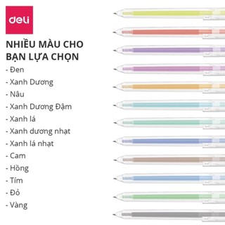 Bút bi nước Deli G118 mực gel nhiều màu / Bút gel bấm Deli 0.5mm nhiều màu. Nét mượt mà, nhiều mực