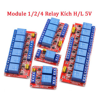 Module relay 5v 12v 24v 1/ 2/ 4 kênh có cách ly opto, tùy chọn mức kích high/low 10a