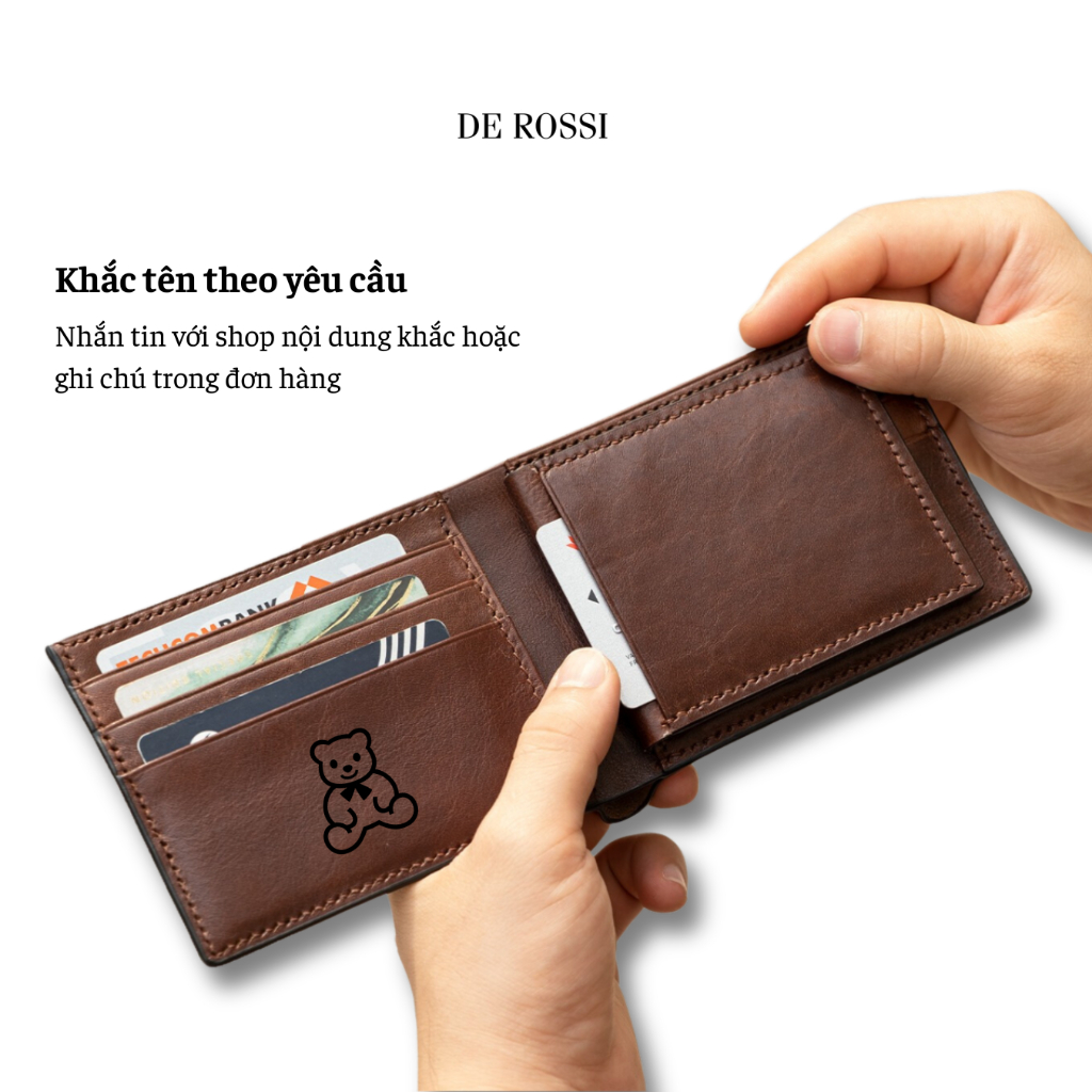 Ví Da Bò Pullup Cánh Lật Khắc Tên Theo Yêu Cầu Derossi