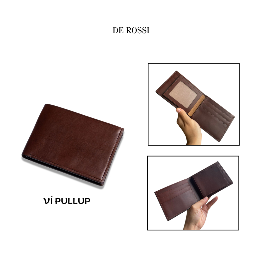 Ví Da Bò Pullup Cánh Lật Khắc Tên Theo Yêu Cầu Derossi