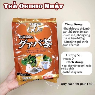 [Tan Mỡ, Giảm Cân,Ngừa Tiểu Đường] Trà Ổi Orihiro Gói 60 túi lọc - Trà lá ổi non Guava tea Nhật Bản Chính Hãng