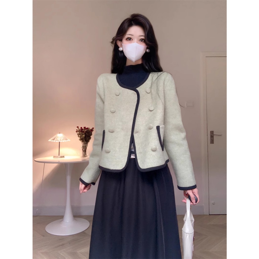 Set áo khoác dài tay + váy dáng dài