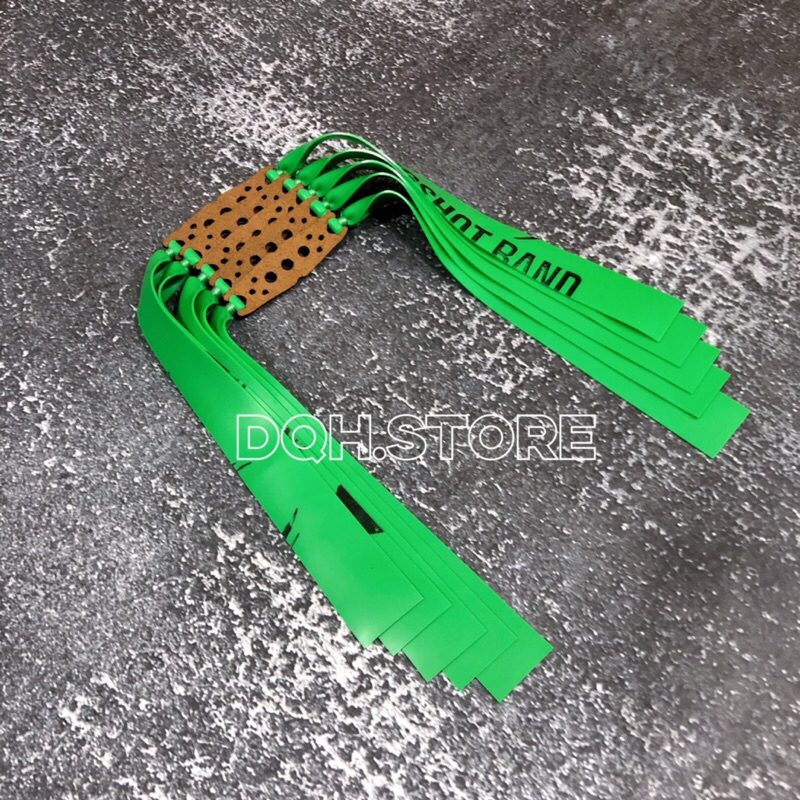 Dây thun cao su SlingShot màu xanh lá cây đã được buộc da 3 lỗ sử dụng cho ná cao su độ dày dây 0.65mm