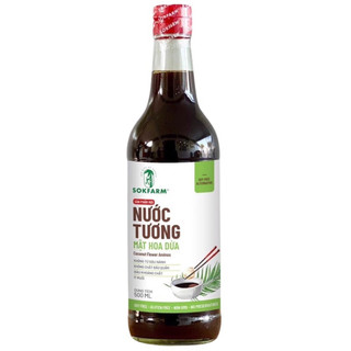 Nước tương mật hoa dừa Sokfarm Thuần chay Chỉ từ mật hoa dừa lên men và ít mặn Chai lớn 500ml tiết kiệm