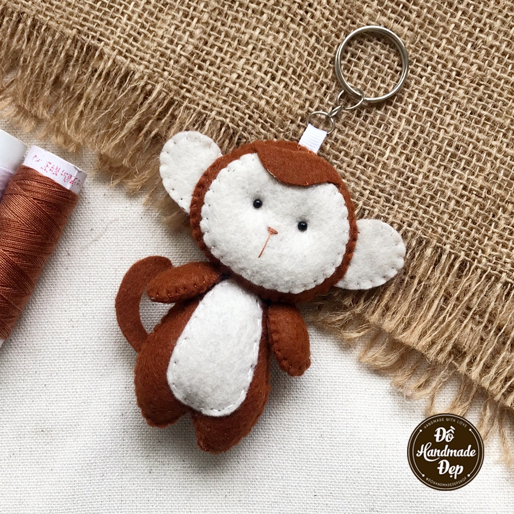 Móc khóa vải nỉ handmade con khỉ